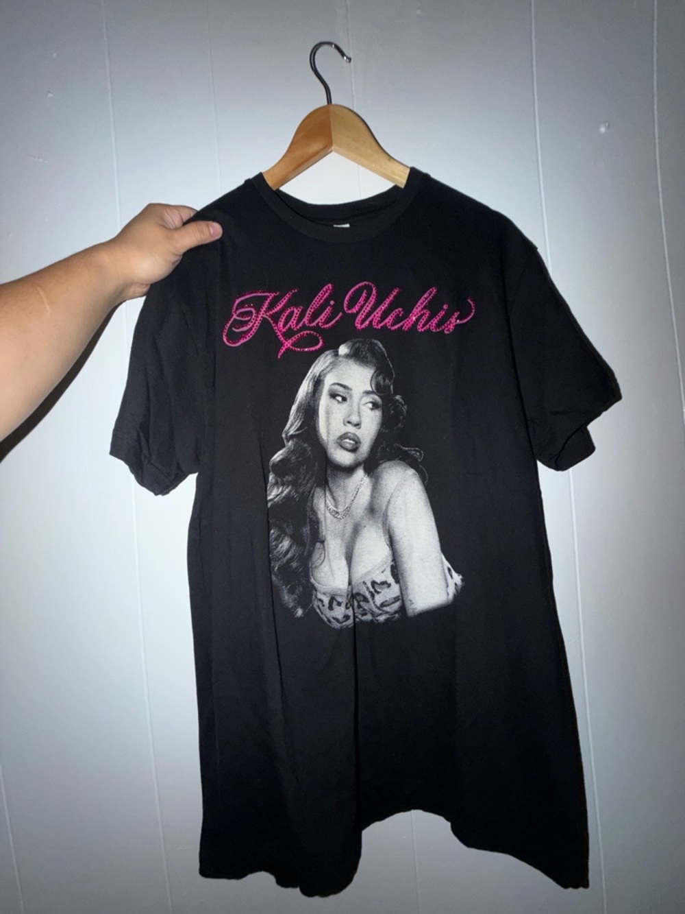 art class Black Short Sleeve Tee with Pink Script